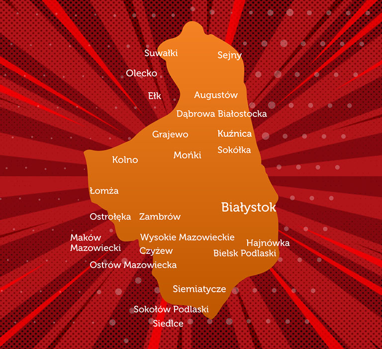Mapa województwa podlaskiego